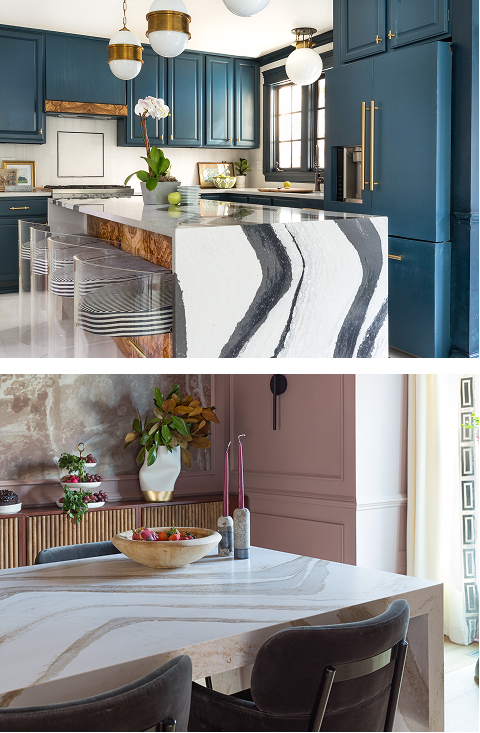 Marble and quartz countertops for McLean VA kitchen remodels, fabricated from full slabs